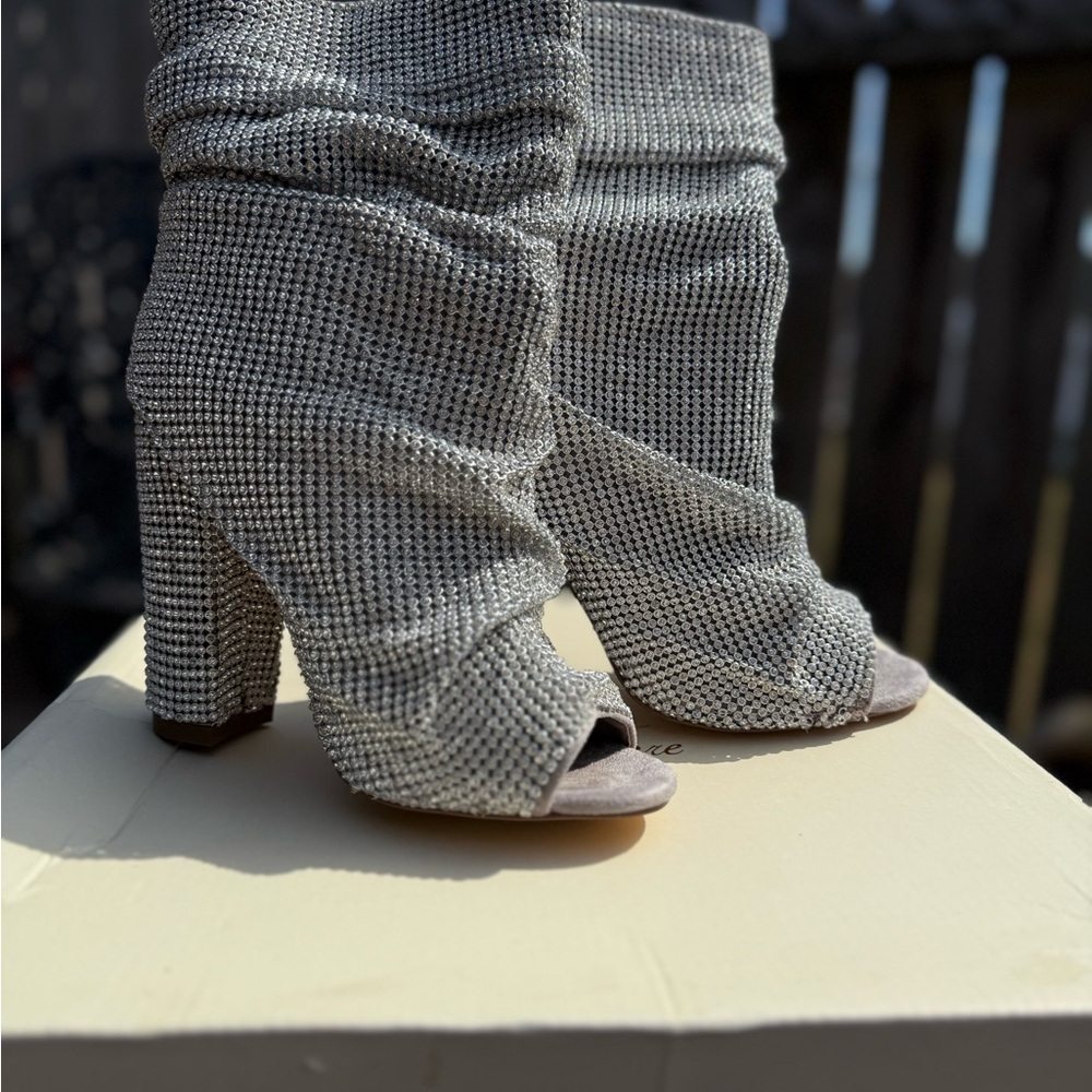 Elegant Silver Heeled Boots
